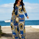 1 Piece Custom Casual Digital Printing V Neck Maxi Dresses