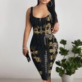 1 Piece Custom Casual Digital Printing Sleeveless Midi Dresses