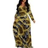 1 Piece Custom Casual Digital Printing V Neck Maxi Dresses