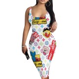 1 Piece Custom Casual Digital Printing Sleeveless Midi Dress