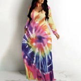1 Piece Custom Casual Digital Printing Tie Dye Maxi Dress