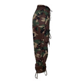 Fashion Camouflage Print Drawstring Lantern Harem Trousers with Pockets