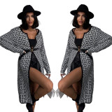 Fashion Striped Long Cardigan Knit Sweater