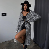 Fashion Striped Long Cardigan Knit Sweater
