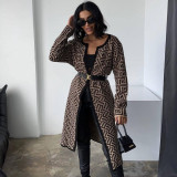 Fashion Striped Long Cardigan Knit Sweater
