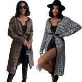 Fashion Striped Long Cardigan Knit Sweater