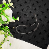Black Graphic Print Mock Neck Crop Mesh Top Without Bra
