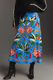 Casual Tropical Plant Print Retro Long Skirt
