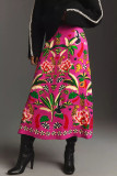 Casual Tropical Plant Print Retro Long Skirt