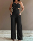 Sexy 3D Flower Craft Design Straps Jumpsuit