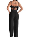 Sexy 3D Flower Craft Design Straps Jumpsuit