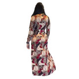 Women Printed Button-Style Side Slit Maxi Dress