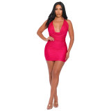 Hot Drilling Halter Backless Stretch Bodycon Dress