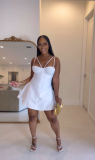 Sexy Straps Stitching Flared Mini Dresses