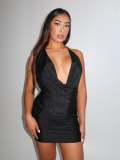Hot Drilling Halter Backless Stretch Bodycon Dress