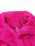 Winter Coats Women Plush Short Jacket Faux Fur Lapel Crop Outerwear