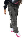 Multi-Pocket Cargo Straight Leg Jeans