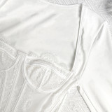 Low-neck Fishbone Bra Lace Mesh Sexy See-through Outer Wear Top