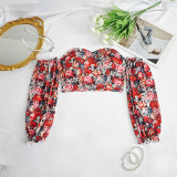Puff Sleeves Multi Floral Printed Off Shoulder Top
