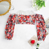 Puff Sleeves Multi Floral Printed Off Shoulder Top