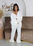 Women Knit Sweater Set Fall 2 Piece Outfits Button Down Wide leg Lounge Set