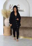 Women Cable Knit Sweater Set Fall 2 Piece Outfits Button Down Cardigan Lounge Set
