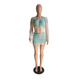 Solid Sequin Crochet 3 Piece Y2K Crop Top Knitted Fashion Sparkle Mini Skirts