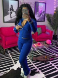 Sports Casual Zipper High Neck Tight Velvet Long Pant Set