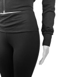 Sports Casual Zipper High Neck Tight Velvet Long Pant Set