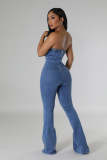 Sexy Bandeau Backless Adjustable Drawstring Denim Jumpsuit