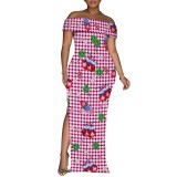 1 Piece Custom Casual Digital Printing Off Shoulder Maxi Dress
