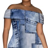1 Piece Custom Casual Digital Printing Off Shoulder Maxi Dress