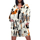 1 Piece Custom Casual Digital Printing V Neck Plus Size Midi Dress