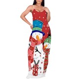 1 Piece Custom Casual Digital Printing V Neck Straps Maxi Dress