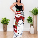 1 Piece Custom Casual Digital Printing V Neck Straps Maxi Dress