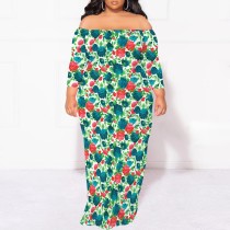 1 Piece Custom Casual Digital Printing Off Shoulder Plus Size Maxi Dress 1 Piece Custom Casual Digital Printing Off Shoulder Plus Size Maxi Dress