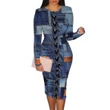 1 Piece Custom Casual Digital Printing High Neck Mid Dress