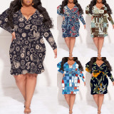 1 Piece Custom Casual Digital Printing V Neck Plus Size Maxi Dress