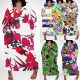1 Piece Custom Casual Digital Printing V Neck Plus Size Long Dress