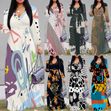 1 Piece Custom Casual Digital Printing V Neck Maxi Dress