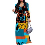 1 Piece Custom Casual Digital Printing V Neck Maxi Dress