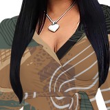 1 Piece Custom Casual Digital Printing V Neck Maxi Dress