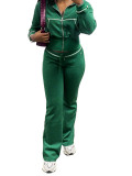 Waffle Tracksuits 2 Piece Outfits Zipper Top Flared Sweatsuits
