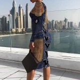 1 Piece Custom Casual Digital Printing High Neck Mid Dress
