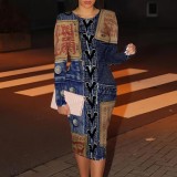 1 Piece Custom Casual Digital Printing High Neck Mid Dress