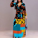 1 Piece Custom Casual Digital Printing V Neck Maxi Dress