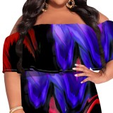 1 Piece Custom Casual Digital Printing Off Shoulder Plus Size Long Dress