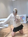 Milk Fiber Long Sleeve Printed O Neck Sweatshirt