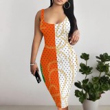 1 Piece Custom Casual Digital Printing Sleeveless Midi Dresses