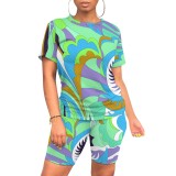 1 Piece Custom Casual Digital Printing Short Sleeve Short Set